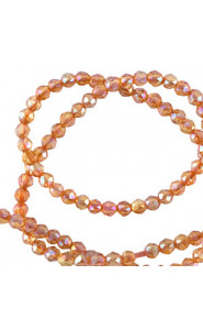 Faceted glass beads 2mm round Flame orange ab coating